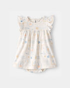 Baby Girl 2-Piece Beach Cardigan & Bodysuit Dress Set - Orange/Ivory, image 2 of 5 slides