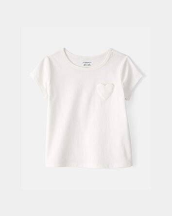 Toddler Girl Heart Pocket Top - Ivory, 