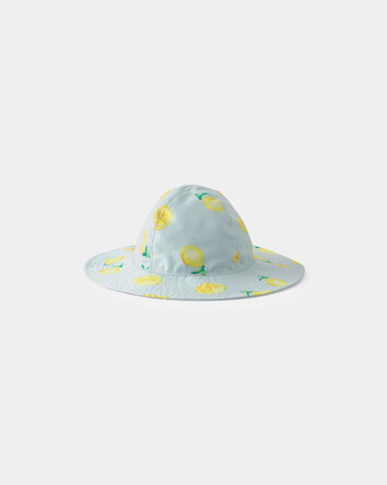 B&eacute;b&eacute; fille - Chapeau de soleil r&eacute;versible, citrons - Bleu, 