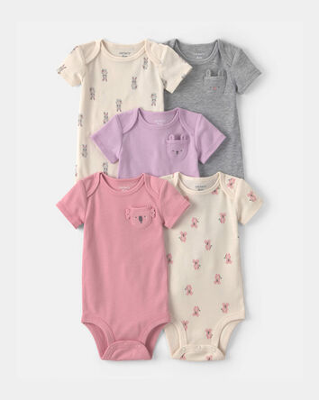 Baby Girl 5-Pack Bunny Multipack Bodysuits, 