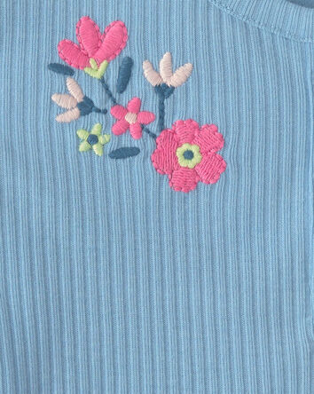 Baby Girl 2-Piece Floral Bodysuit & Pant Set - Blue, 