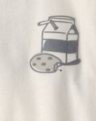 B&eacute;b&eacute; gar&ccedil;on - T-shirt &agrave; manches longues &agrave; imprim&eacute; biscuits et lait - Cr&egrave;me , image 4 sur 5 diapositives