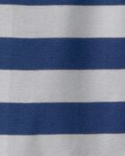 Baby Boy Stripe Short-Sleeve Romper - Blue/Grey, image 2 of 3 slides