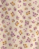 Baby Girl Floral 100% Cotton 2-Way Zip Sleeper - Cream, image 4 of 5 slides