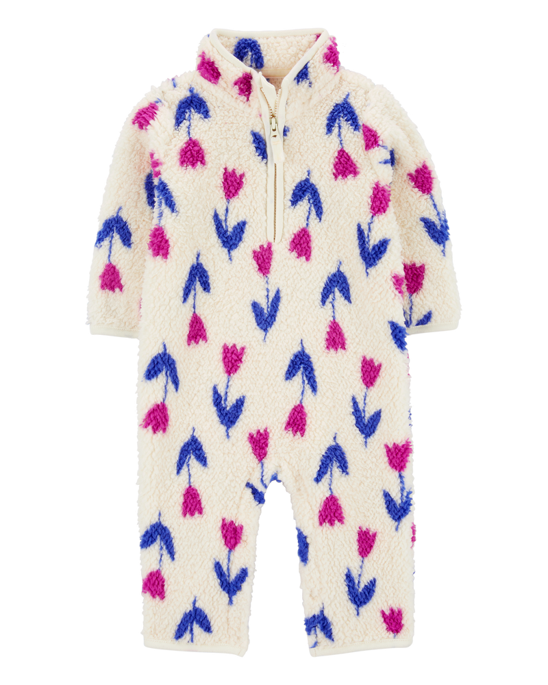 Baby Floral Sherpa Jumpsuit, image 1 of 5 slides