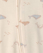Baby 2-Pack Whale Striped 100% Cotton 2-Way Zip Sleepers - Blue, image 6 of 8 slides