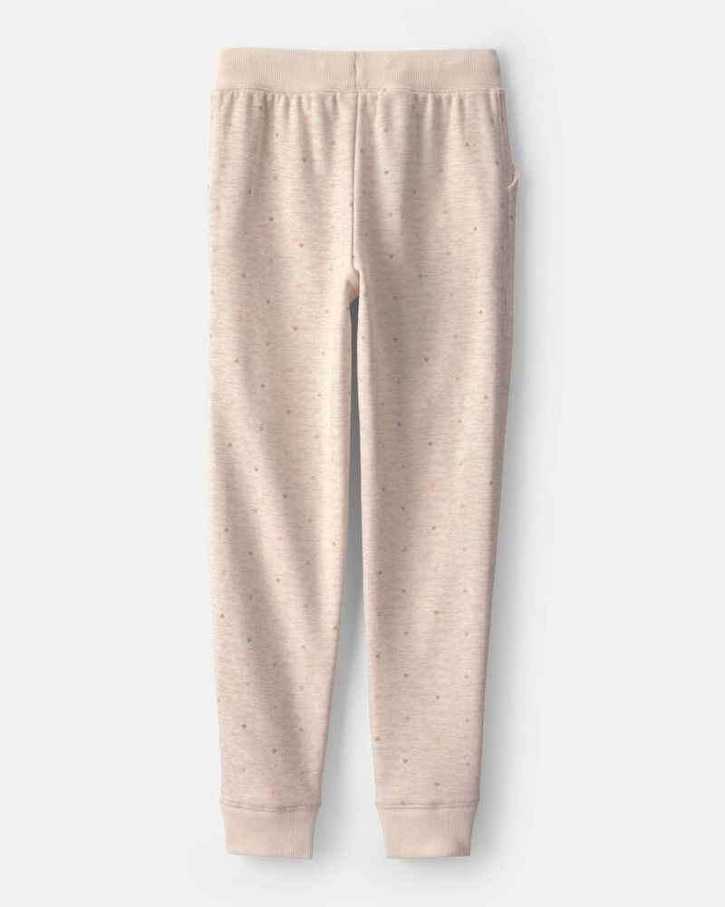 Filles - Pantalon de jogging en tricot &agrave; cordon de serrage et motif de c&oelig;urs - Cr&egrave;me, image 2 sur 3 diapositives