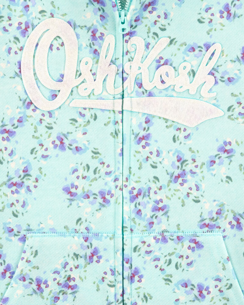 Kid Floral Print OshKosh Jacket - Blue, image 2 of 3 slides