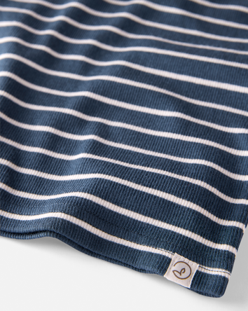Kid Organic Cotton Pyjamas Set in Stripes-Blue, 