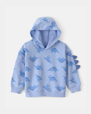 Toddler Boy Dinosaur French Terry Hoodie - Blue, 
