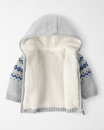 Baby Boy Organic Cotton Fair Isle Sweater Knit Jacket, 