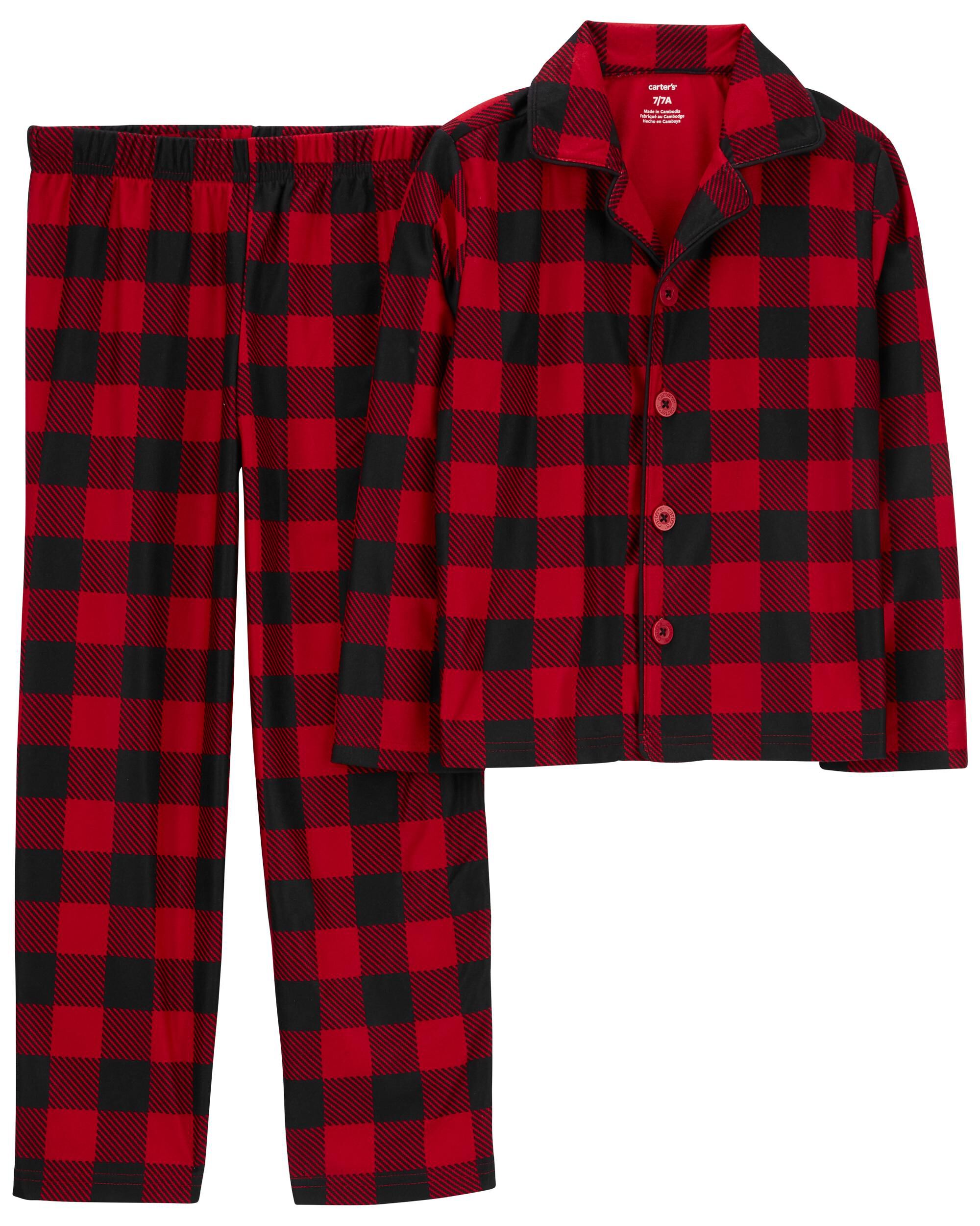 2 Piece Buffalo Check Fleece Coat Style Pyjamas