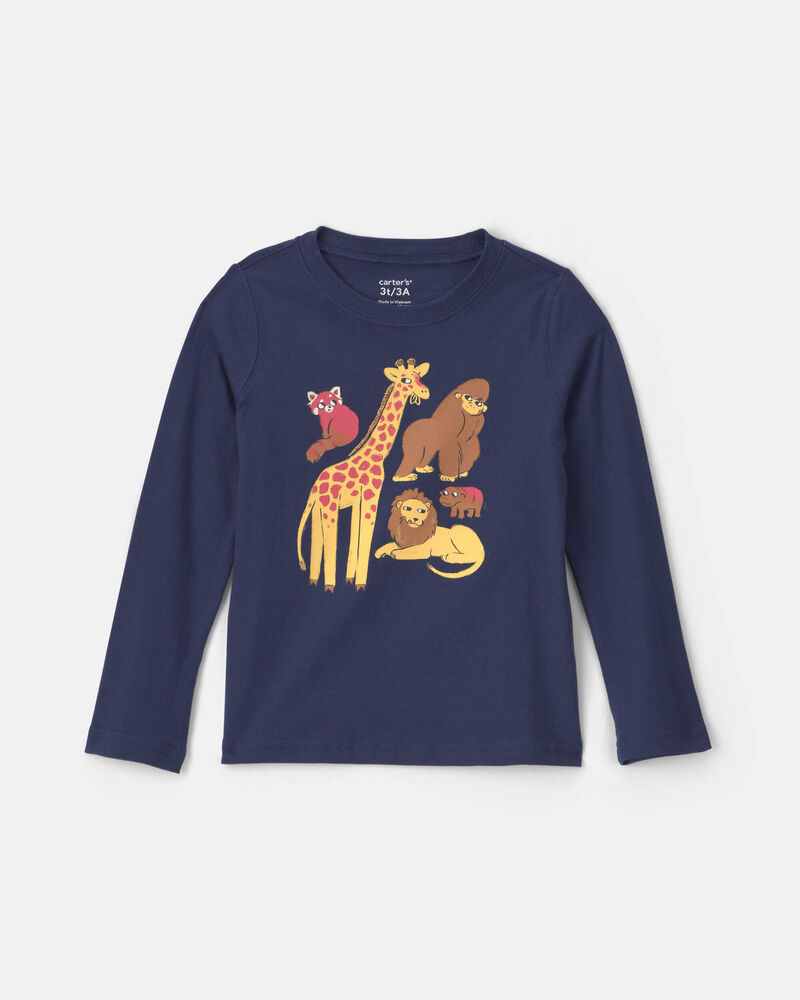 Toddler Boy Safari Animals Long-Sleeve Graphic Tee - Navy Blue, image 1 of 3 slides