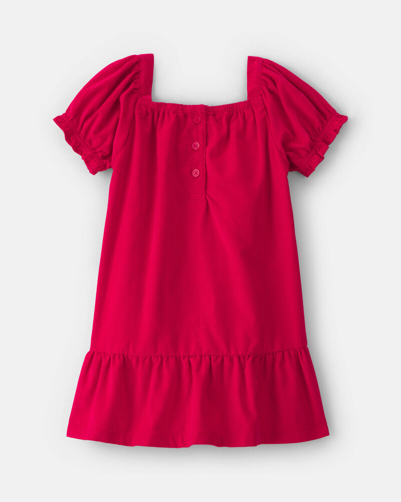 Toute-petit fille - Robe manches courtes en velours c&ocirc;tel&eacute; &ndash; Rouge, image 2 sur 3 diapositives