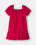 Toute-petit fille - Robe manches courtes en velours c&ocirc;tel&eacute; &ndash; Rouge, image 2 sur 3 diapositives