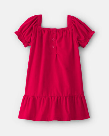 Toute-petit fille - Robe manches courtes en velours c&ocirc;tel&eacute; &ndash; Rouge, 