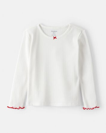 Tout-petit fille - Haut &agrave; manches longues et volants - Blanc, 