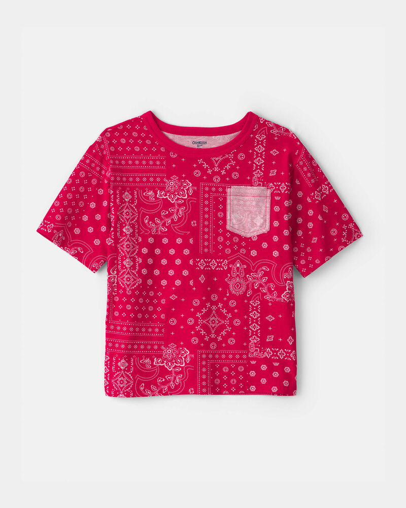 Gar&ccedil;ons - T-shirt &agrave; poche, motif bandana - Rouge, image 1 sur 2 diapositives