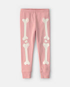 B&eacute;b&eacute; fille - Pyjama ajust&eacute; 2 pi&egrave;ces en 100&nbsp;% coton &agrave; motif squelette d&rsquo;Halloween - Rose, image 3 sur 4 diapositives