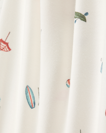 Baby Camp Print Zip-Up PurelySoft Footless 1-Piece Pyjamas - Ivory, 