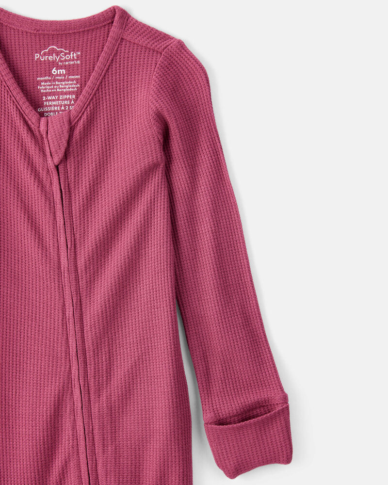 Baby Girl PurelySoft Long-Sleeve Sleeper- Pink, image 2 of 8 slides