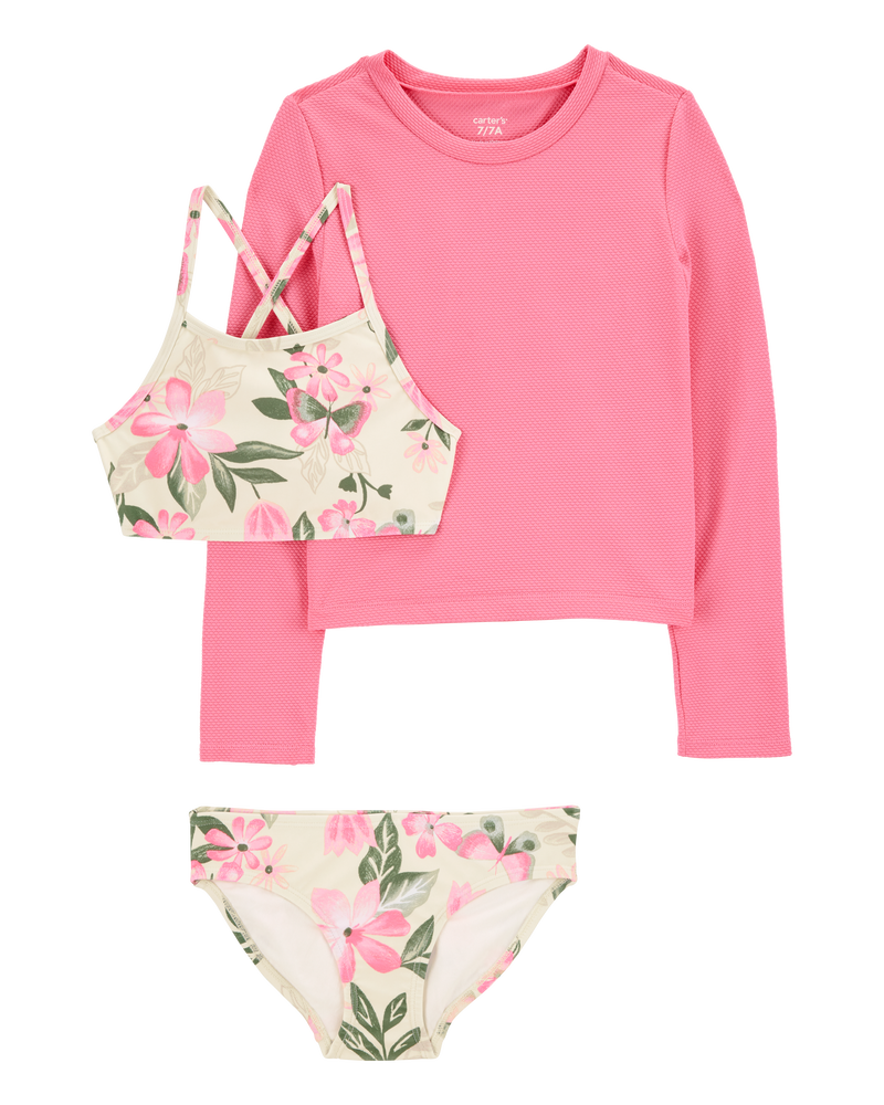 Kid 3-Piece Floral Rashguard Set, image 1 of 5 slides