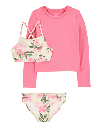 Kid 3-Piece Floral Rashguard Set, 
