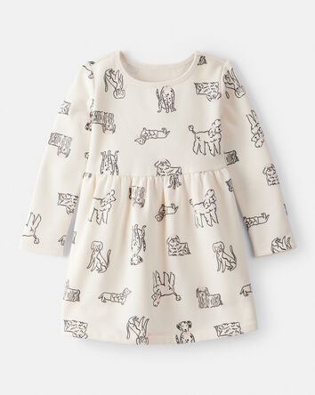 Toddler Girl DayDream Fleece Puppy Knit Dress - Ivory, 