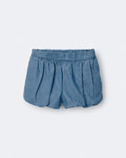 Toddler Girl Bubble Short in Chambray - Blue, image 2 of 7 slides