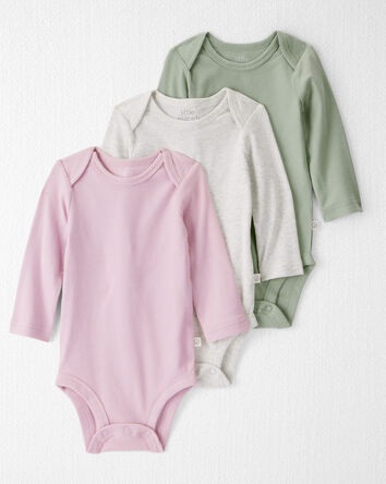 Baby 3-Pack Organic Cotton Rib Bodysuits, 