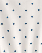 Girls Polka Dot French Terry Dress - White/Blue, image 3 of 4 slides