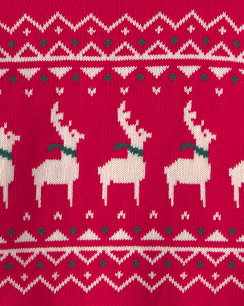 Boys Reindeer Fair Isle Sweater - Red, 