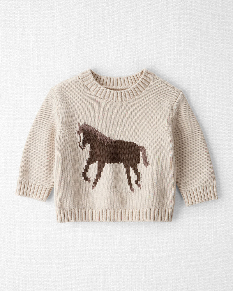 B&eacute;b&eacute; - Chandail en tricot de coton biologique &agrave; motif cheval, image 1 sur 3 diapositives