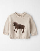 B&eacute;b&eacute; - Chandail en tricot de coton biologique &agrave; motif cheval, image 1 sur 3 diapositives