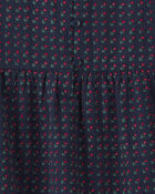 Filles - Robe en coton biologique armur&eacute; &agrave; imprim&eacute; floral printanier - Bleu marine, image 4 sur 4 diapositives