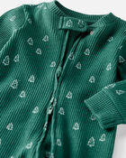 Baby Organic Cotton Waffle Knit Sleep & Play Pyjamas in Christmas Tree Print, image 2 of 4 slides