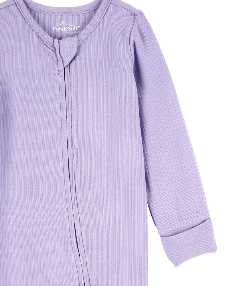 Bébé fille - Grenouillère PurelySoft à fermeture à glissière à 2 sens de couleur unie - Mauve, image 2 sur 6 diapositives