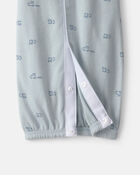 Baby Boy Train Long-Sleeve Sleeper Gown - Blue, image 4 of 5 slides