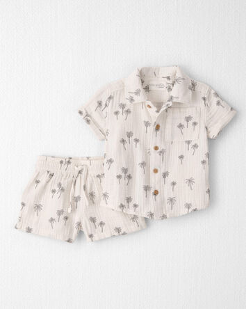 Baby Boy 2-Piece Gauze Top & Short Set in Palm Trees, 