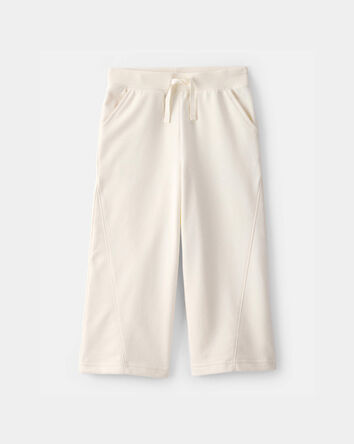 Tout-petit fille - Pantalon de sport &agrave; jambe large en jersey bouclette - Ivoire, 
