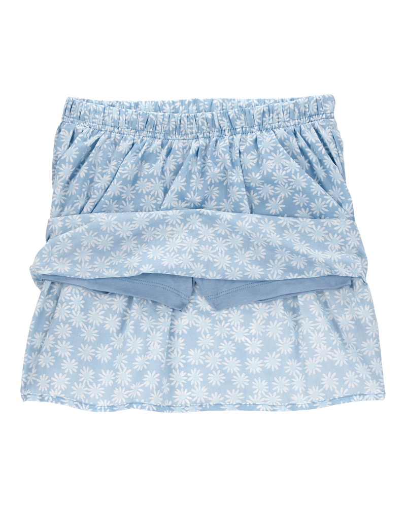 Enfant Ensemble 2 pièces jupe-short à fleurs - Bleu, image 2 sur 4 diapositives