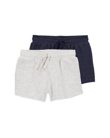 Kid 2-Pack Knit Denim Pull-On French Terry Shorts, 