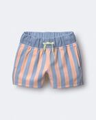 Toddler City Park&trade; Short in Stripes - Blue/Pink, image 2 of 6 slides