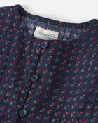 Girls Organic Cotton Dobby Dress in Navy Floral, image 3 of 5 slides