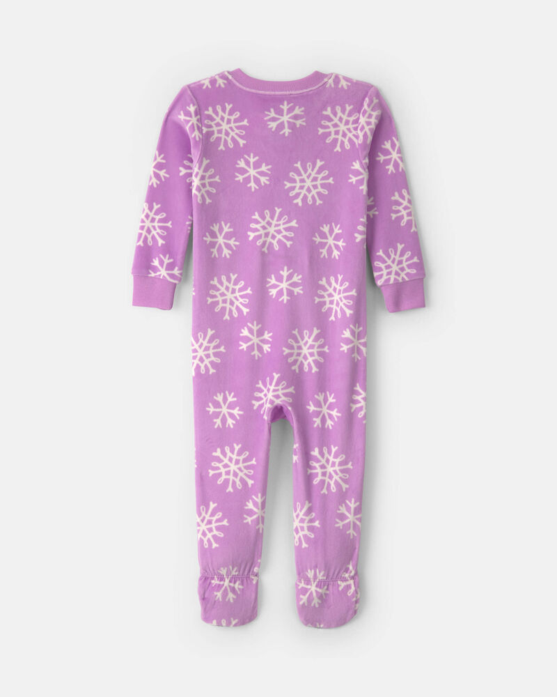 Baby Girl 1-Piece Penguin 2-Way Zip DreamPlush Snug Fit Footed Pyjama - Purple, image 2 of 6 slides
