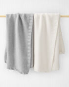 Baby Organic Cotton Textured Knit Blanket in Cream, image 3 of 5 slides