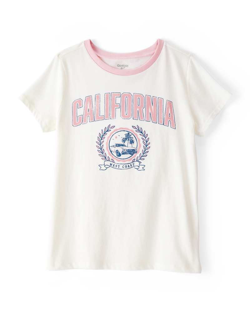 Enfant T-shirt à manches courtes California - Blanc, image 1 sur 3 diapositives