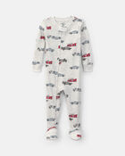Baby Boy Race Car Thermal Waffle Knit 1-Piece Pyjama - Cream, image 1 of 5 slides