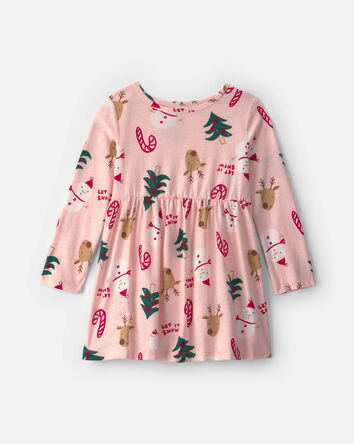 Toddler Girl Christmas Long-Sleeve Dress - Pink, 