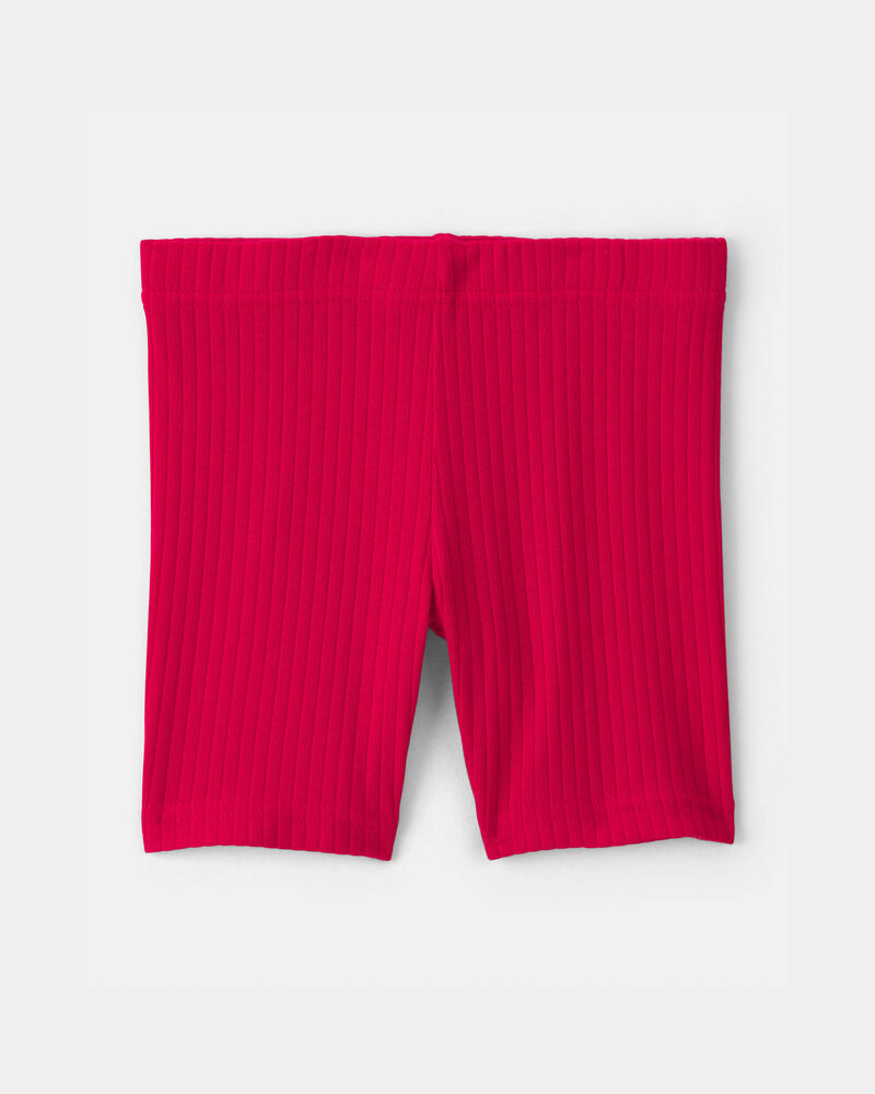Tout-petit fille - Short de cycliste en tissu c&ocirc;tel&eacute; - Rouge, image 2 sur 3 diapositives